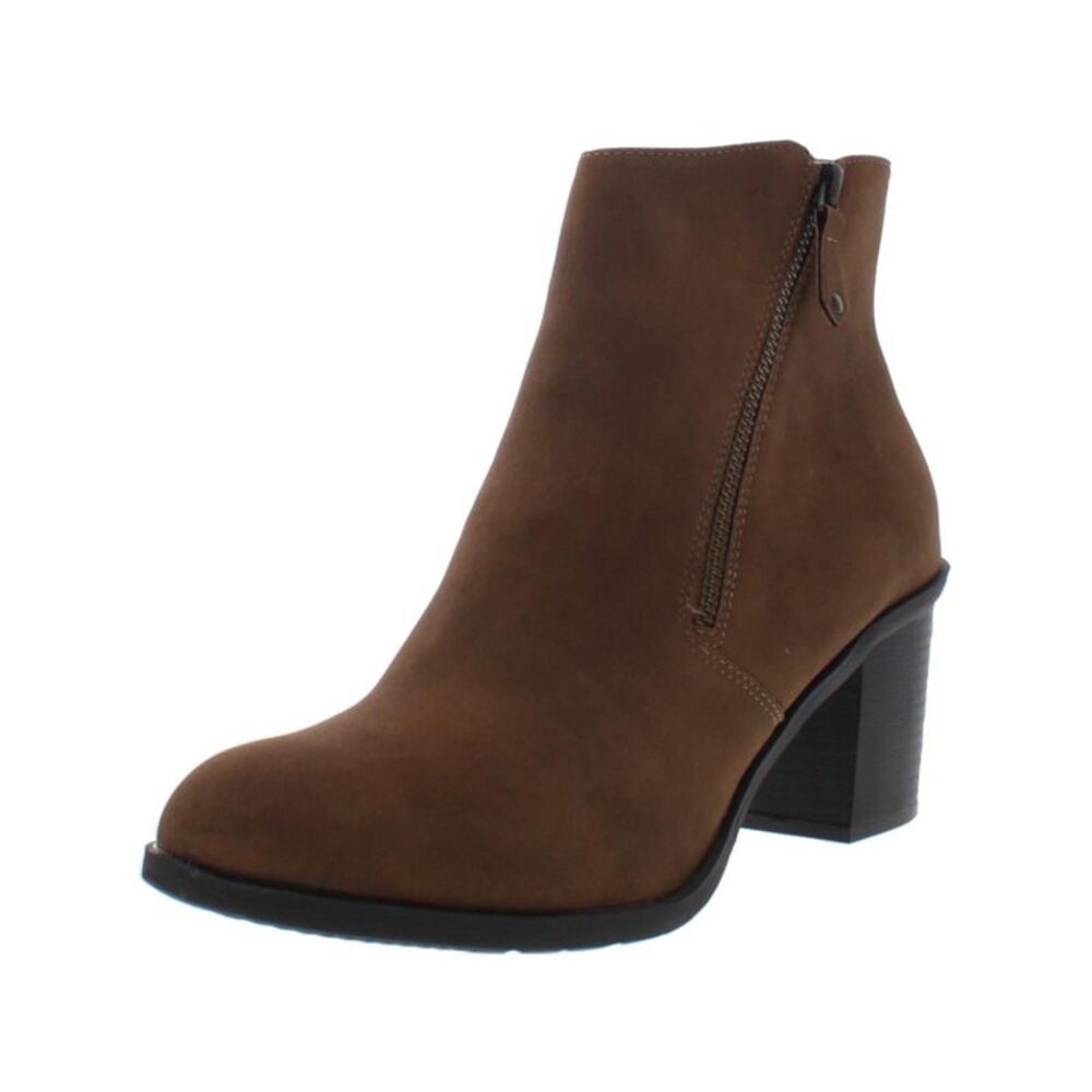 AMERICAN RAG Womens Brown Demitra Almond Toe Block Heel Zip-Up Booties 9 M